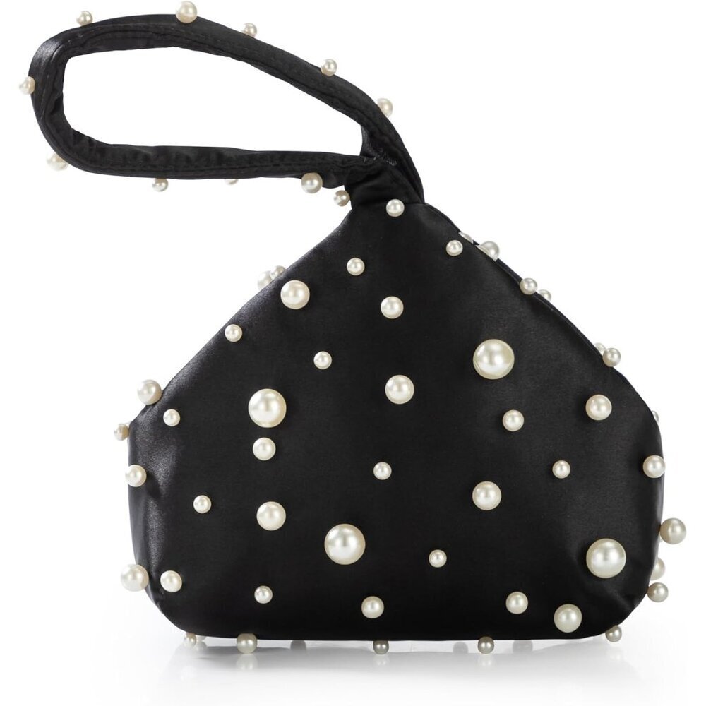 Women’s Satin Evening Clutch Pearl Handbag for Weddings Prom Parties